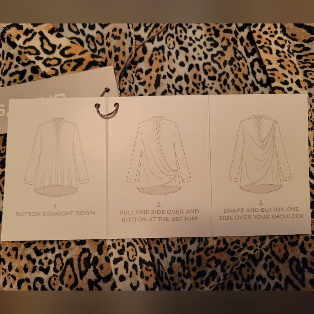 Chico's Leopard Print Button-Up Convertible Blouse NWT - Picture 7 of 15